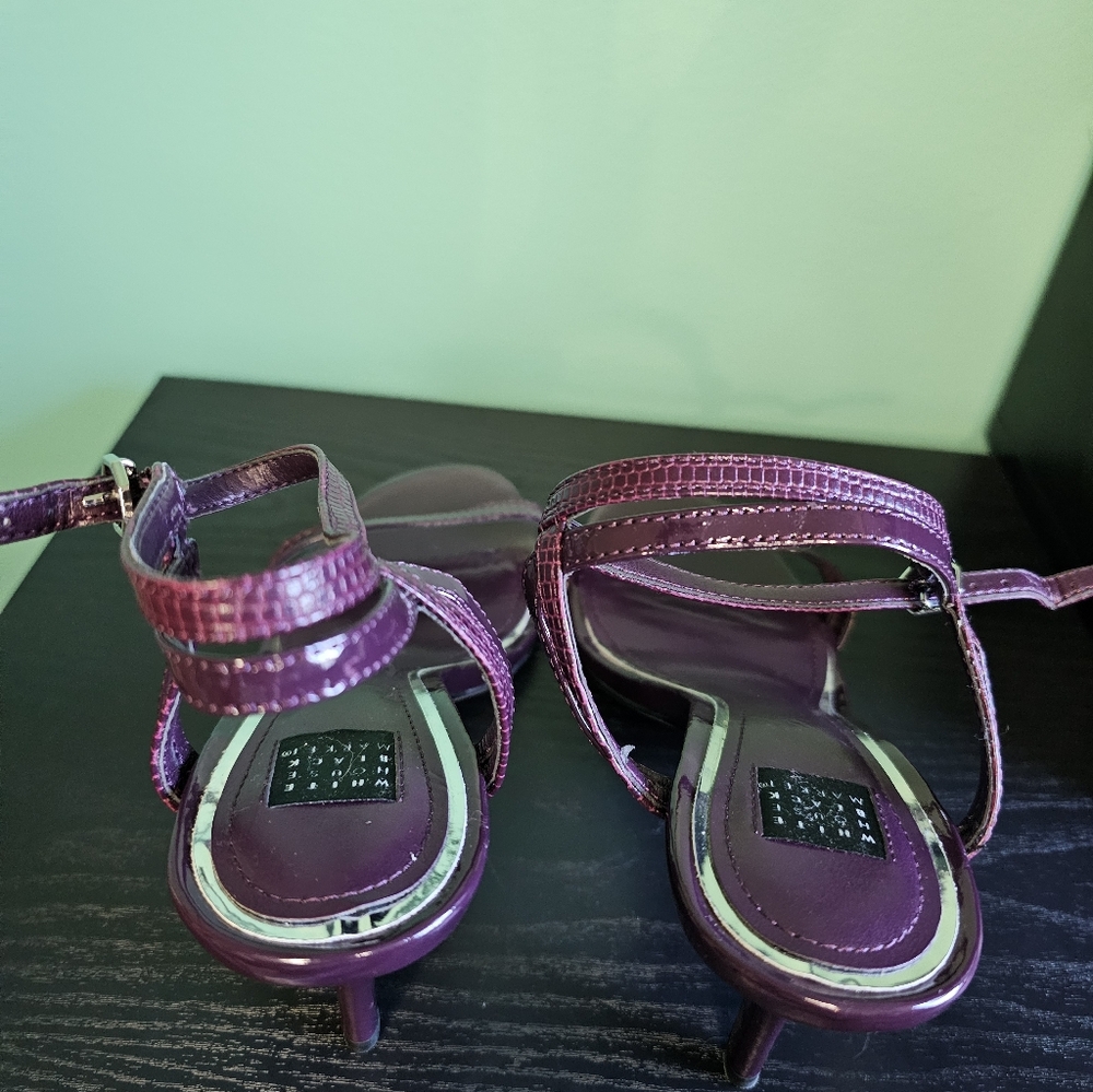 WHBM Plum Purple Sandal Texture Strappy Heels Women's Size 7.5 - Picture 13 of 14